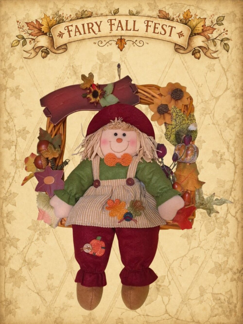 Forgotten Gardens 🌻🧚‍♂️ Wicker Fall Halloween Scarecrow Wall Decor